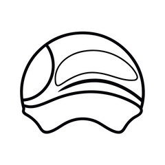 Swim Cap Outline Vector Line Art Illustration