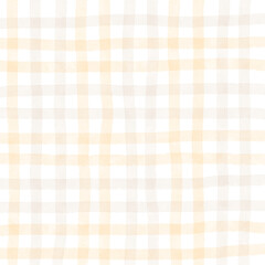 Orange Brown Beige Plaid Gingham Check Hand Drawn Background Pattern