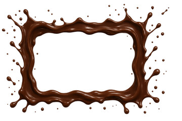 Frame of delicious, smooth, brown, liquid chocolate splashing on transparent background, perfect for food and beverage advertising