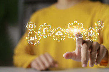Semiconductor or microchip concept. Technology developments and electronic industrial. Person...