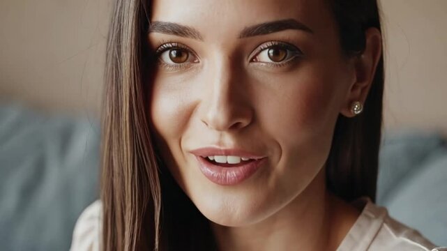 Smiling woman in cozy indoor light