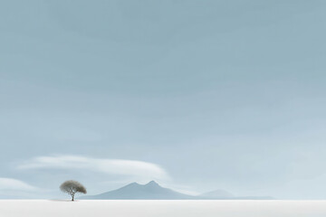 serene landscape featuring soft clouds on ultrabright light background emphasizing single detail of nature such as