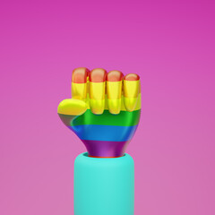 Gay pride concept. LGBT rainbow flag. 3d render.