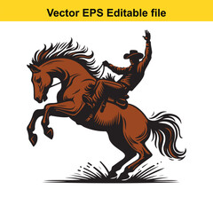 Bronco Buster Blaze: Retro Rodeo Vector Art for Posters, Logos & Merchandise