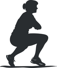 Silhouette of a woman performing a squat exercise for fitness and strength training