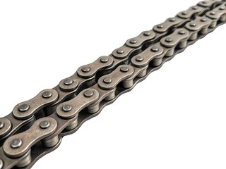A close up metal chain isolated on transparent background
