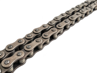 A close up metal chain isolated on transparent background