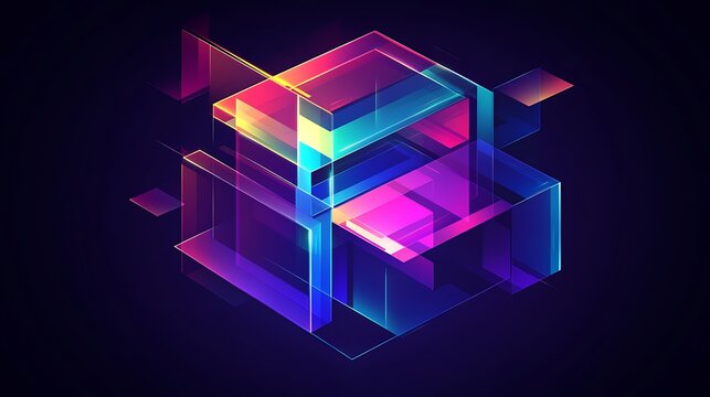 Abstract Neon Geometric Shapes.
