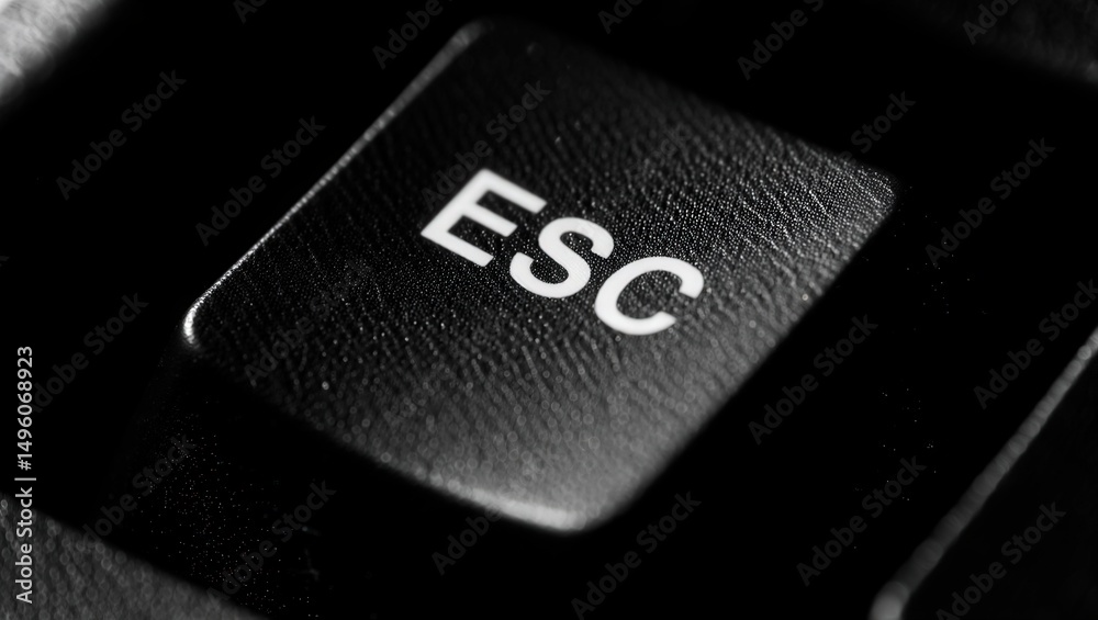 Poster keyboard with the word esc in white letters on black keypad.