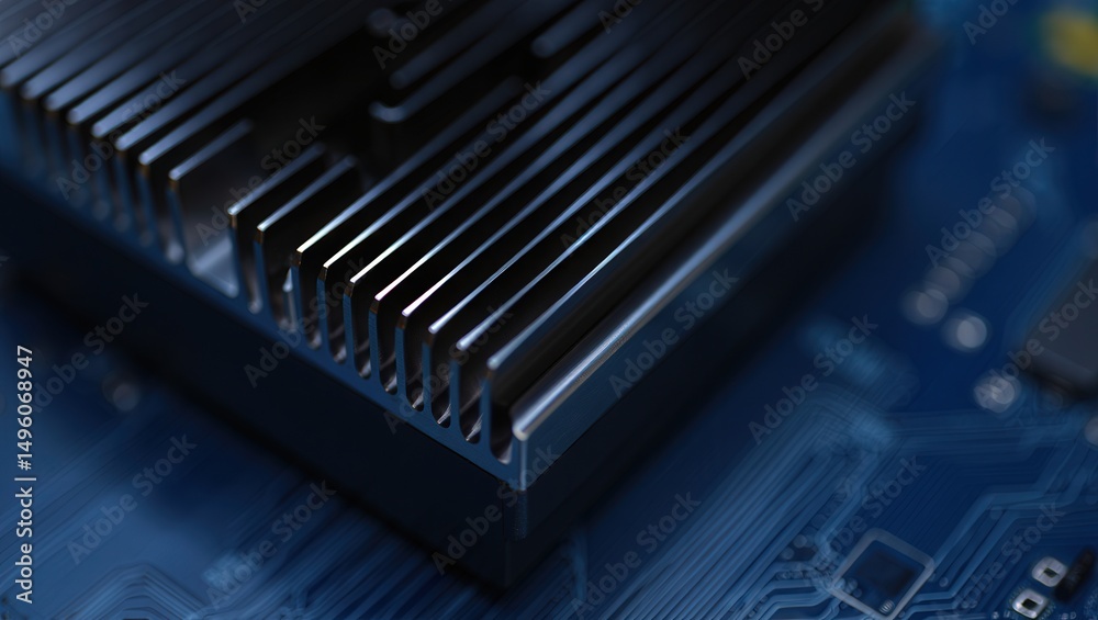 Aufkleber A close-up view of an electronic circuit board with multiple integrated circuits and connectors.