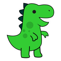 Cartoon Illustration of a Green Dinosaur