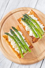 Ciabatta Sandwiches With Stracciatella And Asparagus Drizzled In Olive Oil