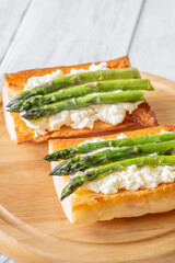Ciabatta Sandwiches With Stracciatella And Asparagus Drizzled In Olive Oil
