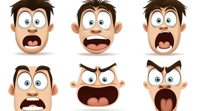 Cartoon Man Facial Expressions.