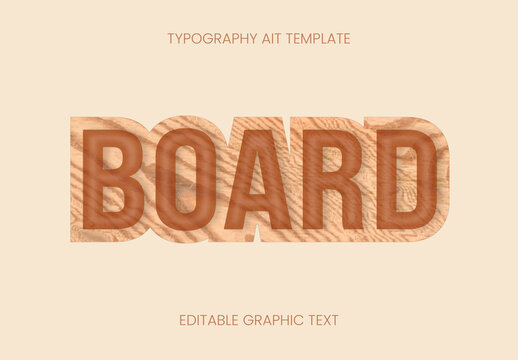 Beige And Brown Wooden Font Layered Bold Block Board Text Effect