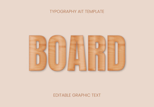 Beige And Brown Wood Font Board Texture Editable Text Effect

