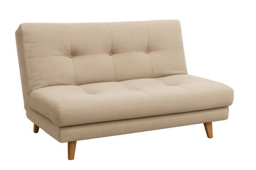 Comfortable beige sofa isolated on transparent background