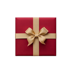 A red gift box with a gold ribbon a perfect present
