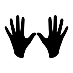 Black handprints on white background illustrating touch or print communication concept
