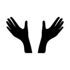A silhouette of two hands reaching upwards towards something inspiring above
