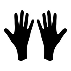 Silhouette of two outstretched human hands against a white background depicting human anatomy