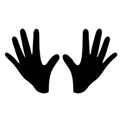Silhouette of Two Open Hands Showing Palms and Fingers in Black Color