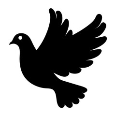 Silhouette image of a flying dove conveying peace and purity symbol