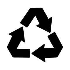 Fototapeta premium Simple black recycle symbol on a white background for environmental awareness