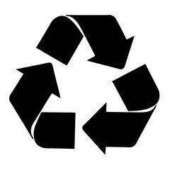 Universal Recycling Symbol Depicted in a Black Silhouette Against a White Background