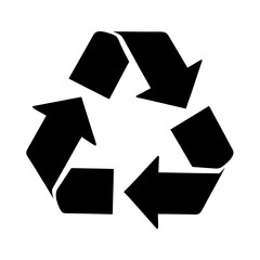 Simple black recycling symbol against a white background, promoting environmental conservation