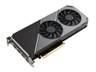A graphics card on black isolated on transparent background