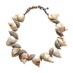 Trendy Artistic Shell Necklace with a Modern Arrangement Isolated on Transparent Background