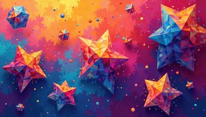 Abstract geometric shapes repeat in vibrant colors , composition, repeat, modern