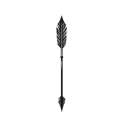 Minimal Arrow with Delicate Linework in Jet Black Isolated on Transparent Background