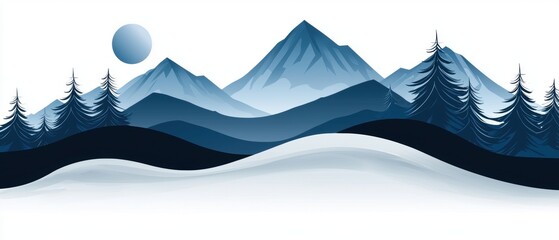 Majestic Mountain Range with Snowy Mountains and Pine Trees
