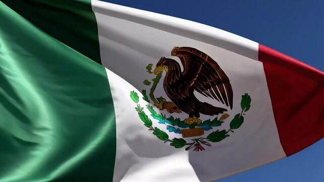 Close-up of waving Mexican flag - Powered by Adobe