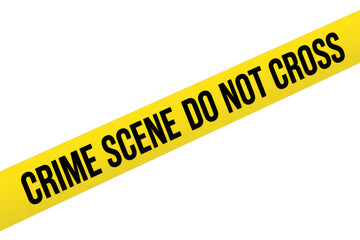 Yellow crime scene do not cross tape isolated on transparent background