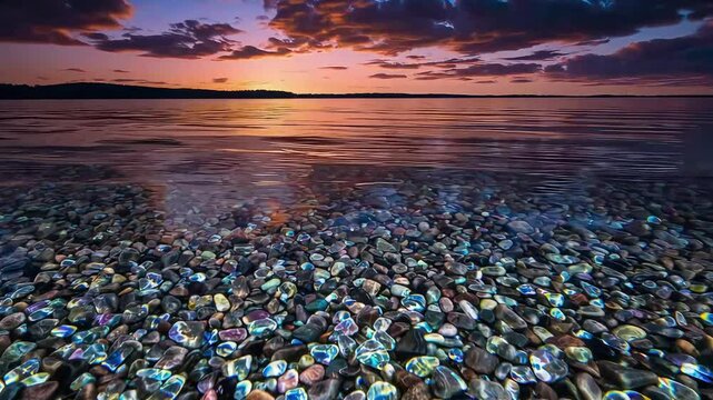 Rocky beach with calm waves