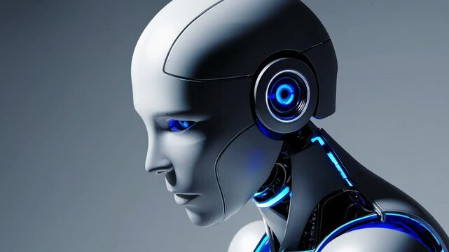 Futuristic humanoid robot head