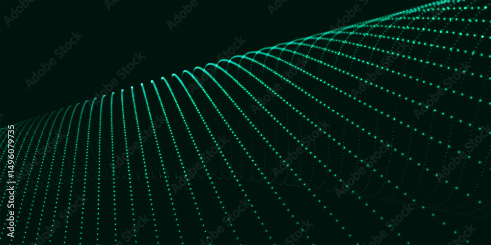 Poster futuristic dot wave. abstract digital particle wave. technology background. colored musical wave. da