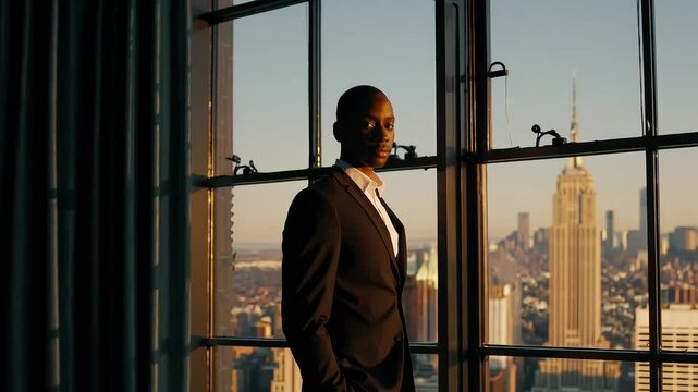 Stylish man in suit at golden hour
