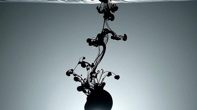 Black ink cloud underwater