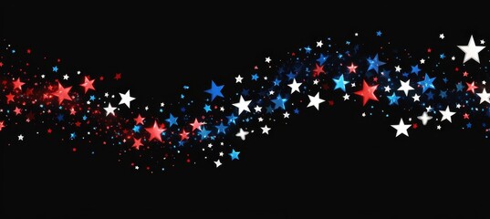 red, white, and blue stars in a wavy line Generative AI