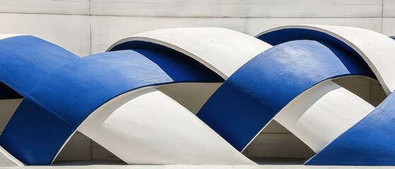 A blue and white abstract sculpture.