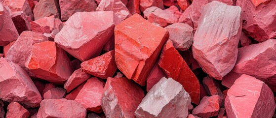 A pile of rocks in various shades of red and pink.