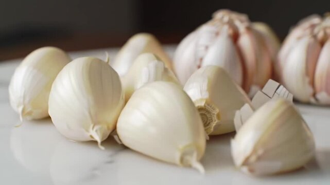 Close Up Studio Shot Of Fresh Garlic Food Ingredient Display