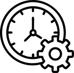 Obraz premium Black Line Icon Of Clock With Gear Time Managemen (1)
