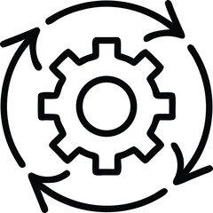 Black Line Icon Of Gear With Cycle Arrows  Process (1)
