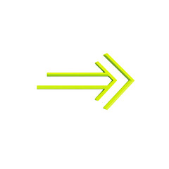 Minimalistic Arrow with Clean Contours in Lime Green Isolated on Transparent Background