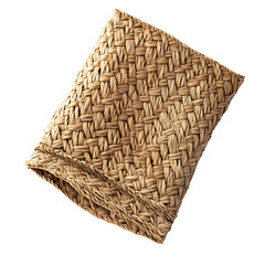 Minimalist Woven Straw Beach Mat with a Natural Fin Isolated on Transparent Background